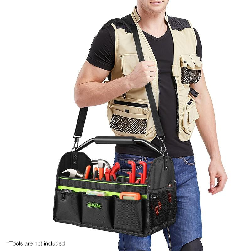 Wide Mouth Tool Bag Quick Load Collapsible Detailing Caddy & Storage Organize (For Cars, Trucks, Suvs, Rvs, Home, Workspace) Tool Bag Organizer Black JK-155