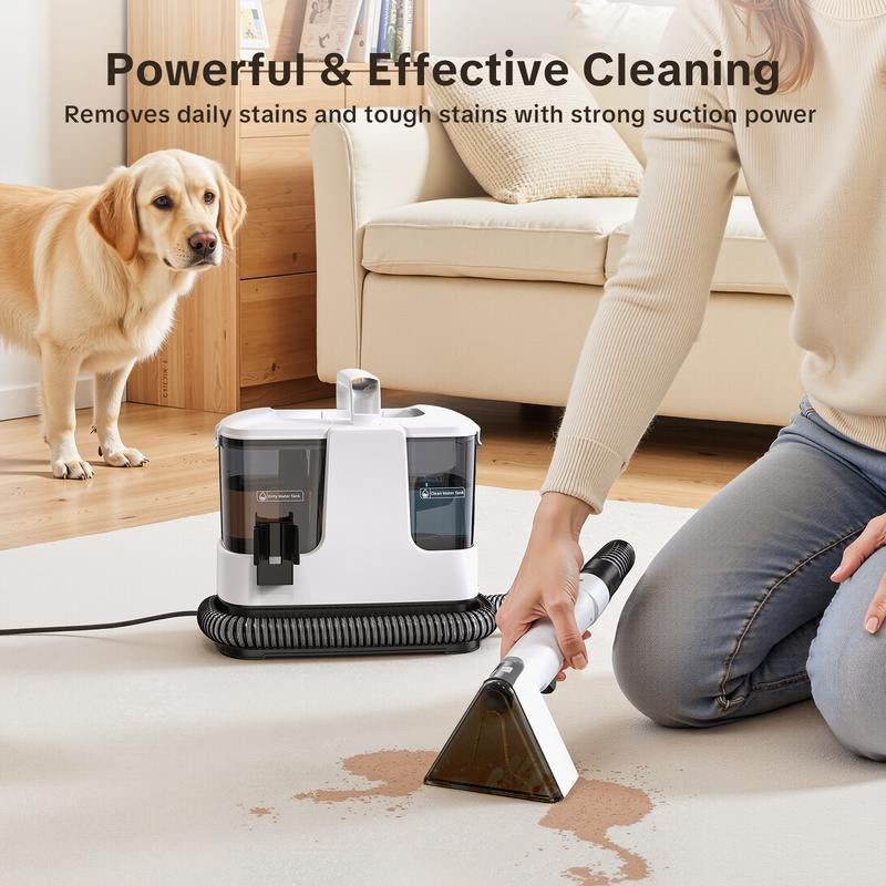 Powerful Mini Spot Cleaner – 500W, 14Kpa Suction for Pet Stains & Upholstery, Self-Cleaning Hose, Dual Water Tanks – Perfect for Carpets, Couch, Car Seats & Mattresses