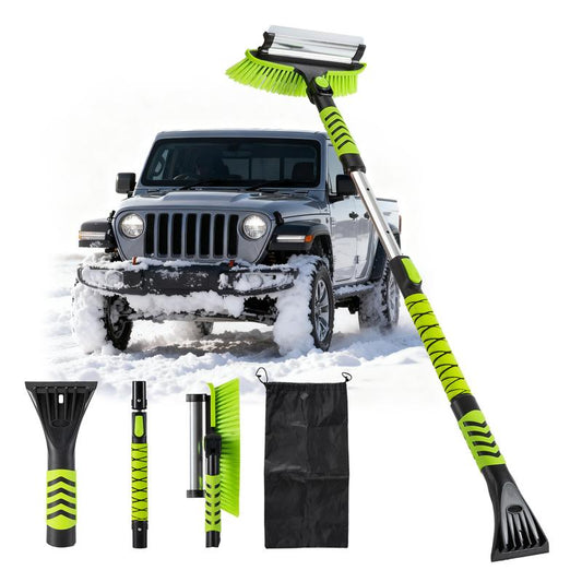 Steelite 42-Inch Snow Brush and Ice Scraper with Squeegee, Extendable Aluminum Handle, Pivoting Brush Head, Ergonomic Foam Grip – 3-In-1 Snow Removal Tool for Cars, Trucks, Suvs, Windshields & Windows