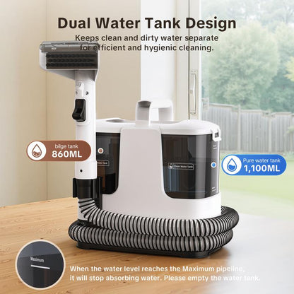 Powerful Mini Spot Cleaner – 500W, 14Kpa Suction for Pet Stains & Upholstery, Self-Cleaning Hose, Dual Water Tanks – Perfect for Carpets, Couch, Car Seats & Mattresses