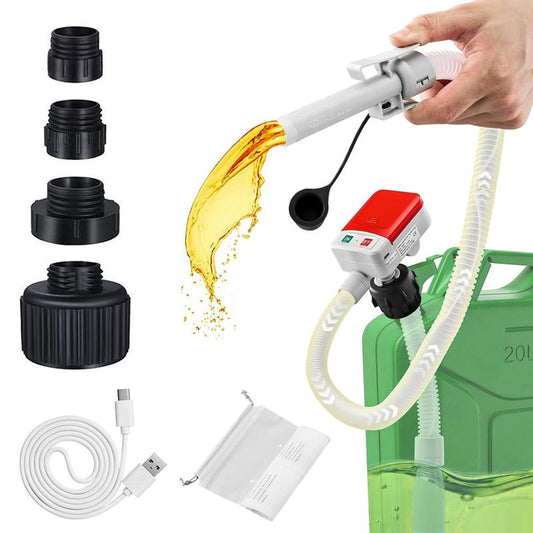 Portable Automatic Car Fuel Transfer Pump Auto-Stop 3.2GPM, USB Charging for Gasoline, Diesel, Kerosene, Light Oils, Non-Potable Water, Apply to Automobiles, Motorcycles, Lawn Mowers, Chainsaws, Agricultural Equipment, Heavy Duty